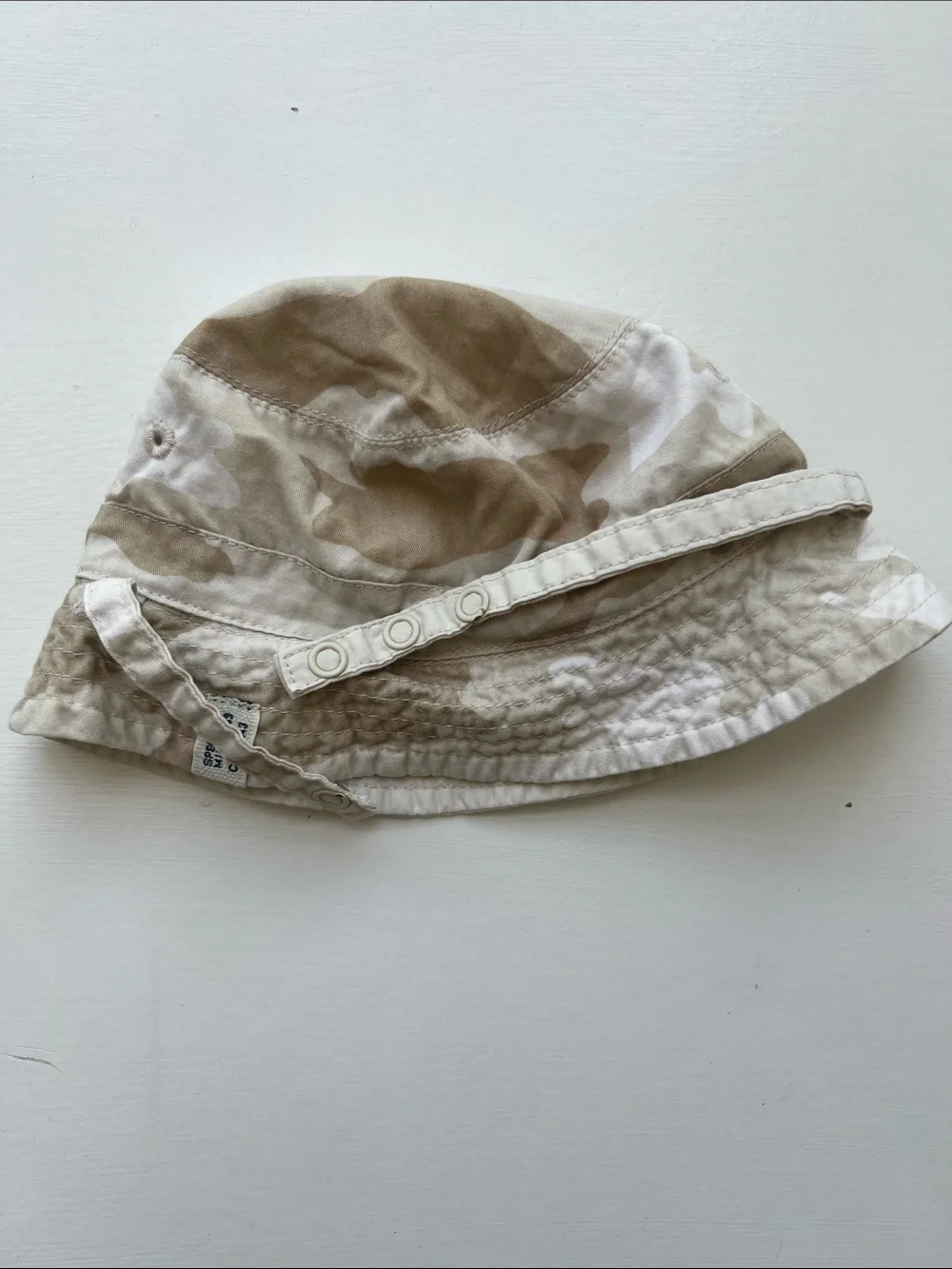 The Children's Place Beige Camo Bucket Hat with Chin Strap